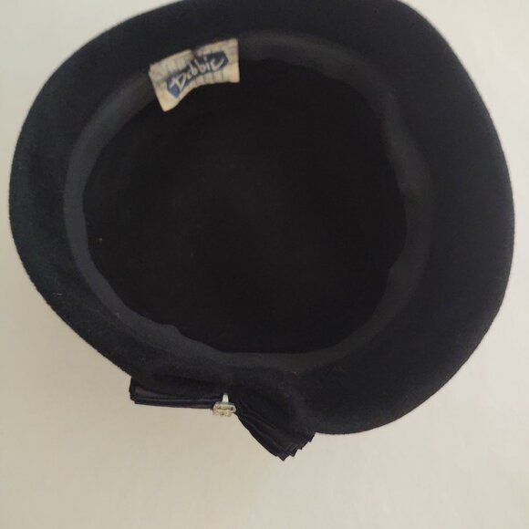 Velvet Petite Black-BOW Hat~ Vintage - Picture 4 of 8